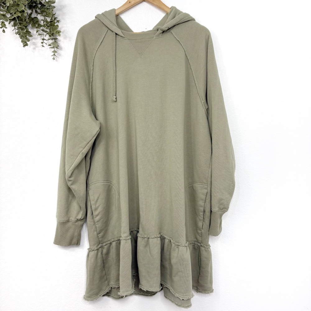 American Eagle Outfitters Olive Hoodie Dress - Picture 2 of 9